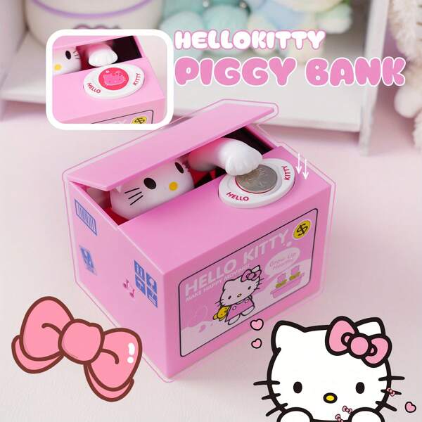 Sanrio Sanrio Heltty Cute Cat Coin Bank, Novelty Creative Steal Coin Design, Funny Office Supplies Storage, No Battery Required, Great For Halloween, Christmas, Easter, Birthday Gifts