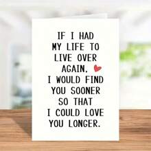 1Pc Romantic Anniversary Card - Humorous And Playful Design, Suitable For Husband/Wife, Boyfriend/Girlfriend, Men/Women, Multi-Occasion Use, Includes Thank You Message - Heartfelt Quote If I Had My Life To Live Over Again, Perfect As A Birthday Gift Or Anniversary Presentschool Supplies,Back To School