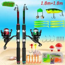 1.8m/5.91ft-2.1m/6.89ft Fishing Rod And Reel Combo Set, Lightweight Telescopic Fishing Rod With Fishing Reel And Lures, Perfect Gift For Beginners, Great For Christmas, Thanksgiving, Valentine's Day