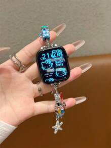 Sanrio 1 pieza de correa para de 38/40/41/42/44/45/46/49mm compatible con mujeres, con diseño de Kuromi y Hello Kitty, con adorno de cuentas, compatible con Ultra/Se10/9/8/7/6/5/4/3/2/1