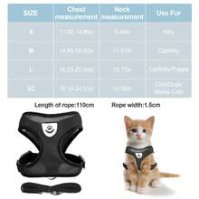 Summer Cat Harness And Leash Set, Escape-Proof And Adjustable Soft Mesh Cat Chest Strap And Leash Suit,Suitable For All Types Of Cat Vest
