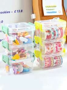 1 pieza Caja de almacenamiento para accesorios de cabello de niños, organizador de accesorios de cabello, caja de almacenamiento de 3 niveles, contenedor de accesorios para bebés - Multicolor - Ver 3