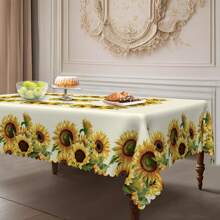 1pc Tablecloth, Polyester Waterproof & Anti-Dirty, Rectangular And Round Lace Edged Tablecloth, Sunflower & Floral Vintage Tablecloth, Suitable For Decoration, Holiday Party, Kitchen, Dining Room, Indoor/Outdoor Picnic. Available In 60-Inch Round, 55-Inch And 70-Inch Rectangle, Multiple Sizes To Choose From.