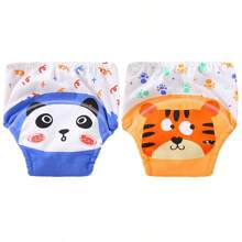 4 Stück dünne positionierte Tierdruck Baby Jungen/Mädchen Trainingshosen, weich & bequeme wiederverwendbare Stoffwindeln, unverzichtbares Geschenk für Babys