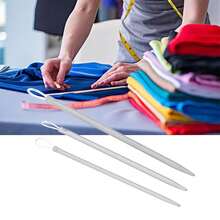 3pcs White Nylon Thread Needles, Knitting Tools, DIY Crafting Tools, Yarn Threaders, Large Eye Bent Needles