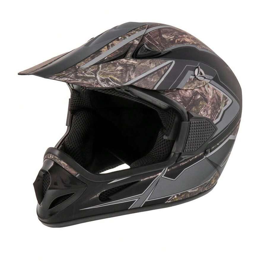 Adult Frenzy Mossy Oak MX Off-Road Motocross ATV Dirt Bike Helmet DOT Approved Size: X-Large - Black - View 1