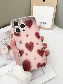 1 pieza Funda de teléfono transparente de TPU con patrón de corazón y telaraña de colores, compatible con iPhone 15/15 pro/15 plus/15 pro max/16/16 pro/16 plus/16 pro max, Galaxy S23 Ultra/A14/A24, Redmi Note 12 Pro, Pixel 8/8 Pro