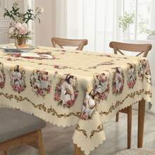 1 pieza Mantel de Pascua de primavera, con estampado de cordero y flores, en estilo rústico vintage, disponible en tamaños redondo y rectangular, adecuado para primavera/verano, hogar, cocina, comedor, patio, uso interior/exterior para las festividades de Pascua, es una gran idea de regalo