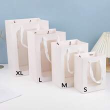 1 pieza Bolsa de regalo con ventana transparente y asa de cartón blanco, bolsa de regalo con rosas, bolsa de regalo de alta calidad