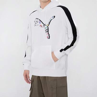 Puma Hooded Printed Knit Breathable Loose Sportswear, Comfortable Outdoor Fitness Running Casual Sweatshirt Couple Set