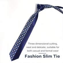 MANOBLE 1pc 2.36 Inch (6cm) Slim Tie, Fashion Dual-Color Symmetrical Design, Suitable For Business, Casual, Wedding, Party, And Outfit Matching Men Necktie - Shape - View 5