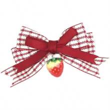 1pc/2pcs Red Plaid Strawberry Bow Hair Clips, Cute & Sweet Hair Accessories For Women, Suitable For Any Occasion