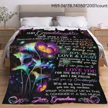 [Everyday Comfort] Granddaughter Gift Flannel Blanket - Ultra Soft And Cozy Throw Blanket With Warm Butterfly And Floral Patterns, Suitable For Sofa Or Bedroom, High-Quality Printed 100% Polyester Fleece