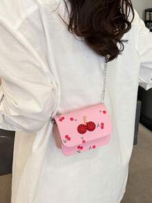 可爱樱桃印花迷你包，新款海外夏季甜美迷你口红包，链条斜挎耳机包，单肩包，时尚韩版斜挎包 - 彩色 - 查看 9