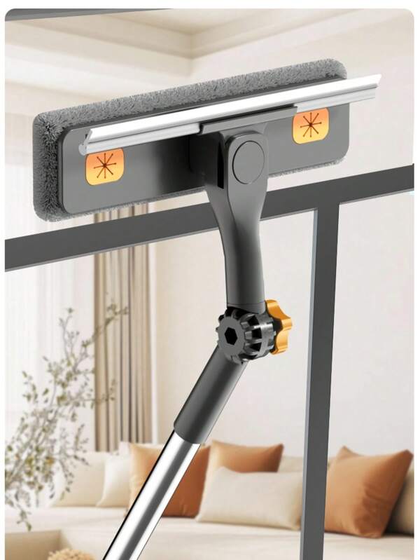 Limpiador de ventanas extensible 3 en 1 con ángulo ajustable, escobilla para superficies múltiples para vidrio y pantalla, para uso en interiores/exteriores, herramienta de limpieza sin rayas seca/húmeda - Palo de alcance profesional largo para el cuidado del hogar