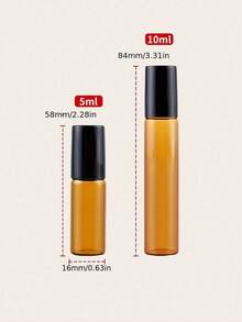 5pcs Essential Oil Roller Bottles, Brown Tinted Glass Roller Bottles With Stainless Steel Roller Balls And Caps, Perfume Sample Vials, Refillable Fragrance Containers, Empty Roller Ball Glass Bottles With Rollers, Deodorant Containers, Convenient For Travel, Essential For Perfume And Lip Gloss Travel - Brown - View 12