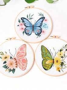 5 piezas Set Bordado a mano con patrón floral & mariposa al azar - Multicolor - Ver 4