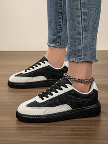 Women Shoes Casual Sneakers, Lace Up Soft Sole Flat Comfortable Skate Shoes For Women, Lightweight Low-Top Daily Shoes