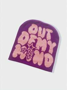 Out Of My Mind Jacquard Knit Beanie Hat, Warm Winter Sports Fashion Ski Cap