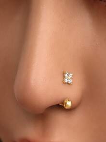 1pc 925 Sterling Silver Four-Leaf Clover Nose Ring/Nose Stud/Lip Ring/Ear Cuff/Ear Cartilage Hoop