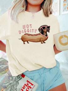 1 Pieza Camiseta de cuello redondo de manga corta con estampado de gafas de sol para niña preadolescente, camiseta gráfica de verano para adolescentes, diseño genial que fomenta la imaginación y la autoexpresión