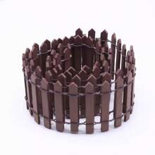 1pc Mini Wooden Fence Set, In Coffee And White Color Options - , Smooth Edged Decor For Fairy Gardens And Miniature Scenes, 36.6 Inches * 1.96 Inches, With Metal Wire Details, Outdoor Fence Decoration