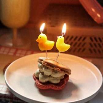 3 件可爱小黄鸭蛋糕装饰蜡烛，INS 风格生日蜡烛，高品质生日蛋糕、烘焙甜点、面包、生日、派对、婚礼、节日、情人节、毕业典礼