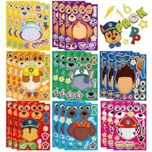 Paw Patrol 8 Fogli Adesivi Puzzle di PAW Patrol, Anime, Fai-da-te, Adesivi per creare facce divertenti, Decorazioni da assemblare per feste, Regali