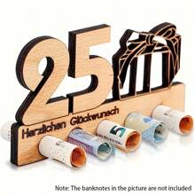 1 pièce Ornement porte-monnaie en bois - jaune clair, cadeau d'anniversaire pour les 16e, 18e, 20e, 25e et 30e anniversaires, cadeau en bois pour l'argent pour les amis, la famille, les amants, Boîte cadeau décorative en bois jaune clair