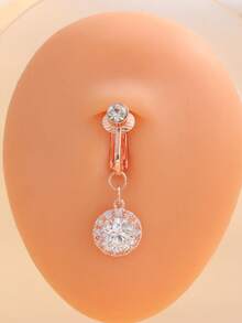Fake Belly Small Zirconia Fake Belly Piercing Clip On Umbilical Navel Fake Piercing - Pink Diamond - View 6