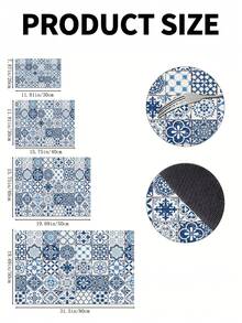 1pc Boho Style Blue Tie-Dye Pattern Non-Slip Polyester Kitchen Floor Mat, Suitable For Indoor/Outdoor, Quick Dry, Great For Entryway, Laundry Room Or Bathroom, Kitchen Decor, Coffee Machine Or Handmade Coffee Pot Dryer Mat - Multicolor - View 7