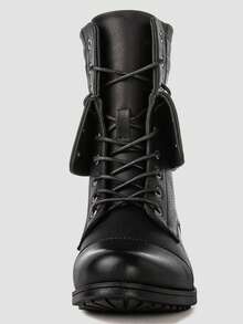 GLOBALWIN Women's Fashion Low Heels Lace Up Ankle Boots Fall Boots Holiday Season - Black - View 7