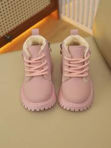 Ein Paar Kinder Schneestiefel für Jungen und Mädchen, neue Herbst und Winter Styles mit Reißverschluss, dick und warm, leicht und modisch Outdoor Wanderschneestiefel - Pink - Übersicht 3