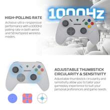 FANTECH 无线游戏控制器，经典 PS3 游戏控制器，适用于 Windows PC/PS3/Android 电视盒/Switch，2.4 Ghz 无线控制器游戏手柄，用于射击游戏的游戏手柄，带 4 个自定义键的操纵杆，电池续航时间长达 20 小时（黑色/白色/粉色）