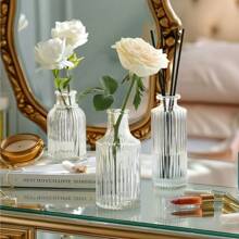 Madebyblanc 1 pièce ou 3 pièces/set Vases en verre, vases petits lâches, mini vases nervurés, vases décoratifs centraux, vases transparents rétro pour décoration de table, mariage, fête, réception, décoration de la maison