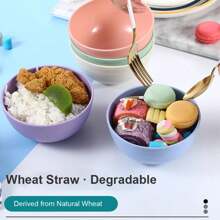 6 Inch Solid Color Plastic Bowl Salad Bowl Wheat Fiber Bowl Children Household Large Bowl Supplies