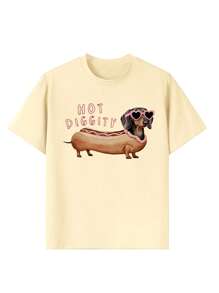 1 Pieza Camiseta de cuello redondo de manga corta con estampado de gafas de sol para niña preadolescente, camiseta gráfica de verano para adolescentes, diseño genial que fomenta la imaginación y la autoexpresión