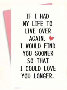 1Pc Romantic Anniversary Card - Humorous And Playful Design, Suitable For Husband/Wife, Boyfriend/Girlfriend, Men/Women, Multi-Occasion Use, Includes Thank You Message - Heartfelt Quote If I Had My Life To Live Over Again, Perfect As A Birthday Gift Or Anniversary Presentschool Supplies,Back To School