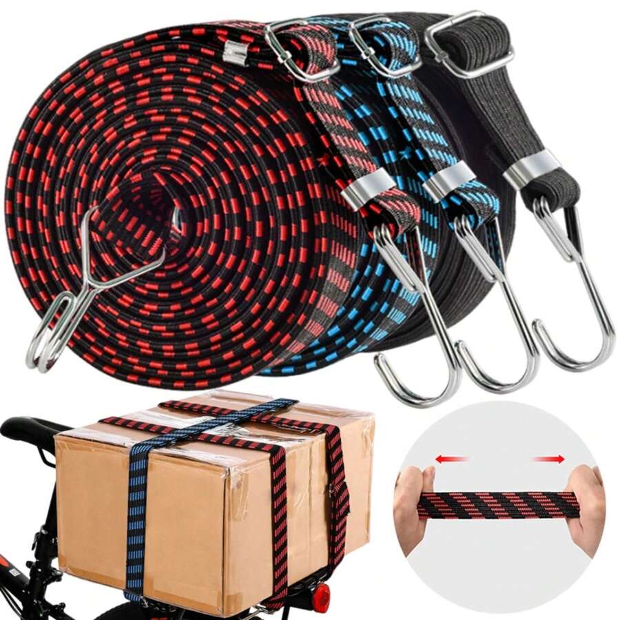 Ganchos elásticos de goma para equipaje de motocicleta, cuerda para bicicletas, lazo para equipaje de coche, correa para portaequipajes, gancho de banda fija, accesorios para coche UROI - Azul - Ver 1