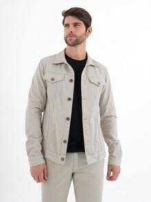 Jaqueta  Jeans  Color  Masculina  Ajuste Regular - Bege - Visão 2