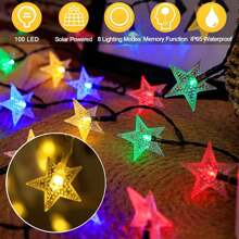 1 Set 100 LED Solar Powered Fairy Lights With 600mAh Rechargeable Battery, Metal & Plastic, Suitable For Wedding, Birthday, Anniversary, Graduation Ceremony Decoration, Mother's Day, Camping, Thanksgiving, Valentine's Day & Multi-Purpose Holiday Lighting