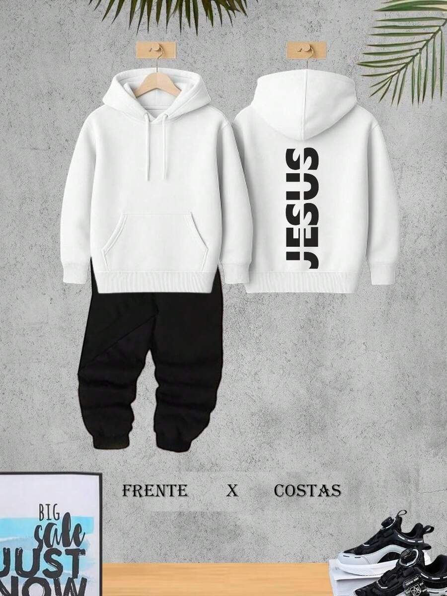 Baby Boy's  Sweatshirt Set Kids Flannel Top And Pants For Boys And Girls Winter - 白色 - 查看 1