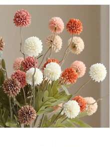 1 件 5 朵蒲公英人造花，秋色，适用于客厅、餐桌、家居装饰、秋季装饰、秋季