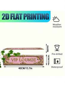 1 Stück Retro 2D flaches Metallschild "VIP LOUNGE" von hoher Qualität, modische Wanddekoration, UV-Druck, mit Vorbohrlöchern für Heimdekoration, Bad, Küche, Wohnbereich und gotische Wanddekoration oder als einzigartiges Poster, 10 x 40 cm