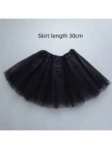 1 Piece 30cm Tutu, Mesh Princess Fluffy Skirt, Cosplay Skirt, Ballet Tutu Skirt, Birthday Party Cosplay Dress, Gauze Skirt, Halloween, Young Girl Solid Color Tutu Skirt, Mesh Fabric, Suitable For Casual And Stage Performance