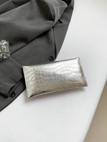 2026 Fashion Colorful Minimalist Clutch Bag, Envelope Bag, Crocodile Embossed Sequin Nightclub Envelope Bag For Women - Silver - View 10