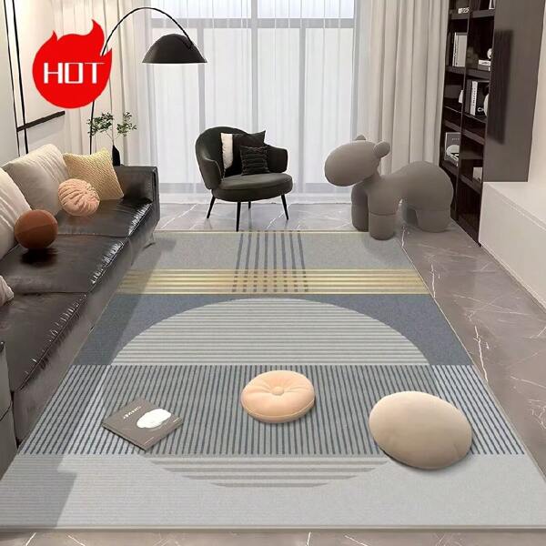 Alfombra de gran área de 25 años de garantía, con patrones personalizados en un estilo minimalista moderno. Elaborada con tejido de alta densidad para una superficie antideslizante, resistente a la decoloración y a la abrasión. La parte inferior está equipada con partículas antideslizantes para una mayor fricción.