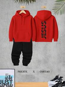 Baby Boy's  Sweatshirt Set Kids Flannel Top And Pants For Boys And Girls Winter - Red - View 1
