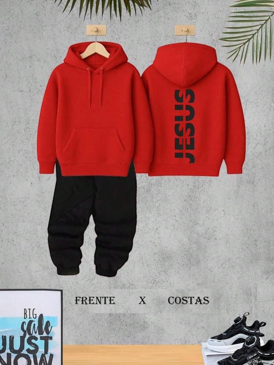 Baby Boy's  Sweatshirt Set Kids Flannel Top And Pants For Boys And Girls Winter - Red - View 1