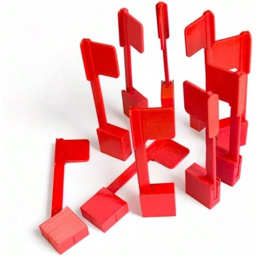 Red 5 Inch Small Call Center Desk Flag With Up Down Flip Clip Base Function Do Not Disturb Busy Help Stop Alert Status Away Signal Closed On A Call Cubicle Computer Monitor Station (10 Pack) - 1 - View 1